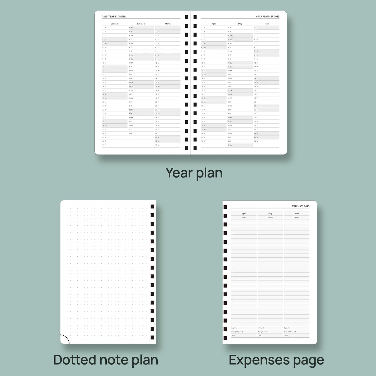 POPRUN Academic Daily Planner 2025-2026 One Page A Day - [5.75" x 8.5"- Spiral Hard Cover], Appointment Book (July 2025 - June 2026) with Monthly Calendar - Light Pink