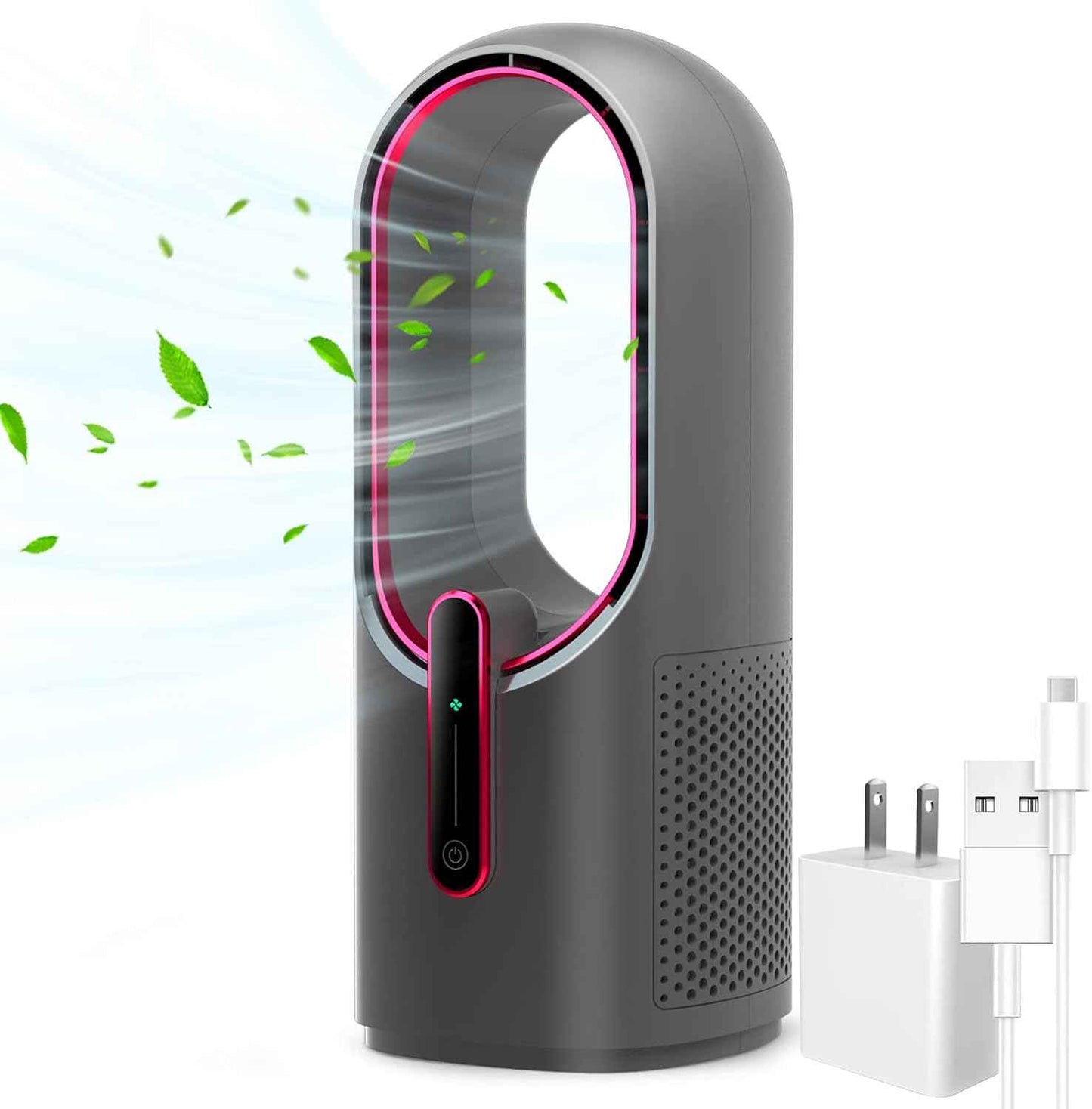 KONSIDEN Desk Fan Bladeless, 11.8 Inch Office Fan Small, Quiet, 3 Speed Adjustment, Touch Control, Easy to Clean, Desk Fans Small Quiet, Ideal for Office, Living Room, Bedroom