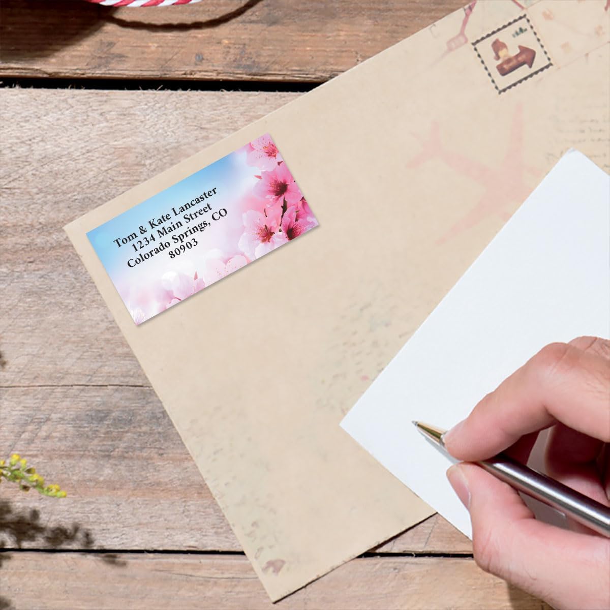 Colorful Images Peach Blossom Floral Return Address Mailing Labels, Personalize with Name & Address, Set of 144 Self Adhesive, Easy Peel Flat Label Sheets, Large, 1 Designs - Lumora Desk