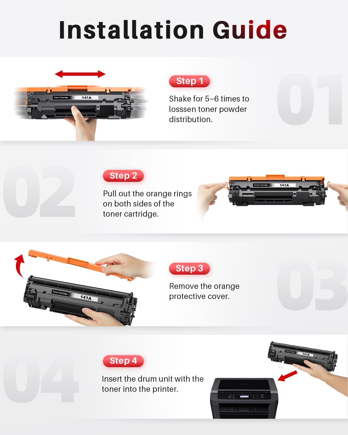 141A Black Toner Cartridge Set 2-Pack High Yield with Chip Replacement for HP 141A W1410A 141X W1410X Black LaserJet Toner Cartridge Work with HP LaserJet M110w MFP M139w M140w Printer (Black 2 Pack)