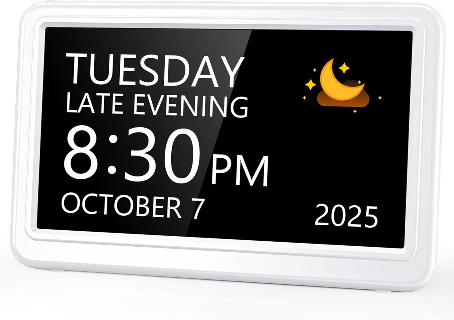 Raynic Date Clock, Digital Clock with 12 Themes, 20 Alarms, 20 Reminders, Semi-Automatic Dimming, 12/24 Hours, Auto DST for Desktop, Office, Students