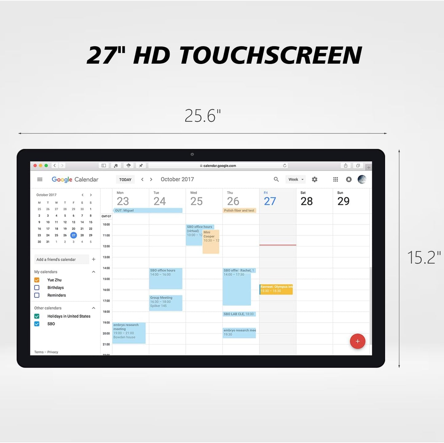 27 inches Touchscreen Digital Calendar & Wall Planners,Downloadable APP, Smart Whiteboard Calendar for Chore Chart & Work Schedule, Built in Speakers and Camera, Include Wall Mount & Desk Stand