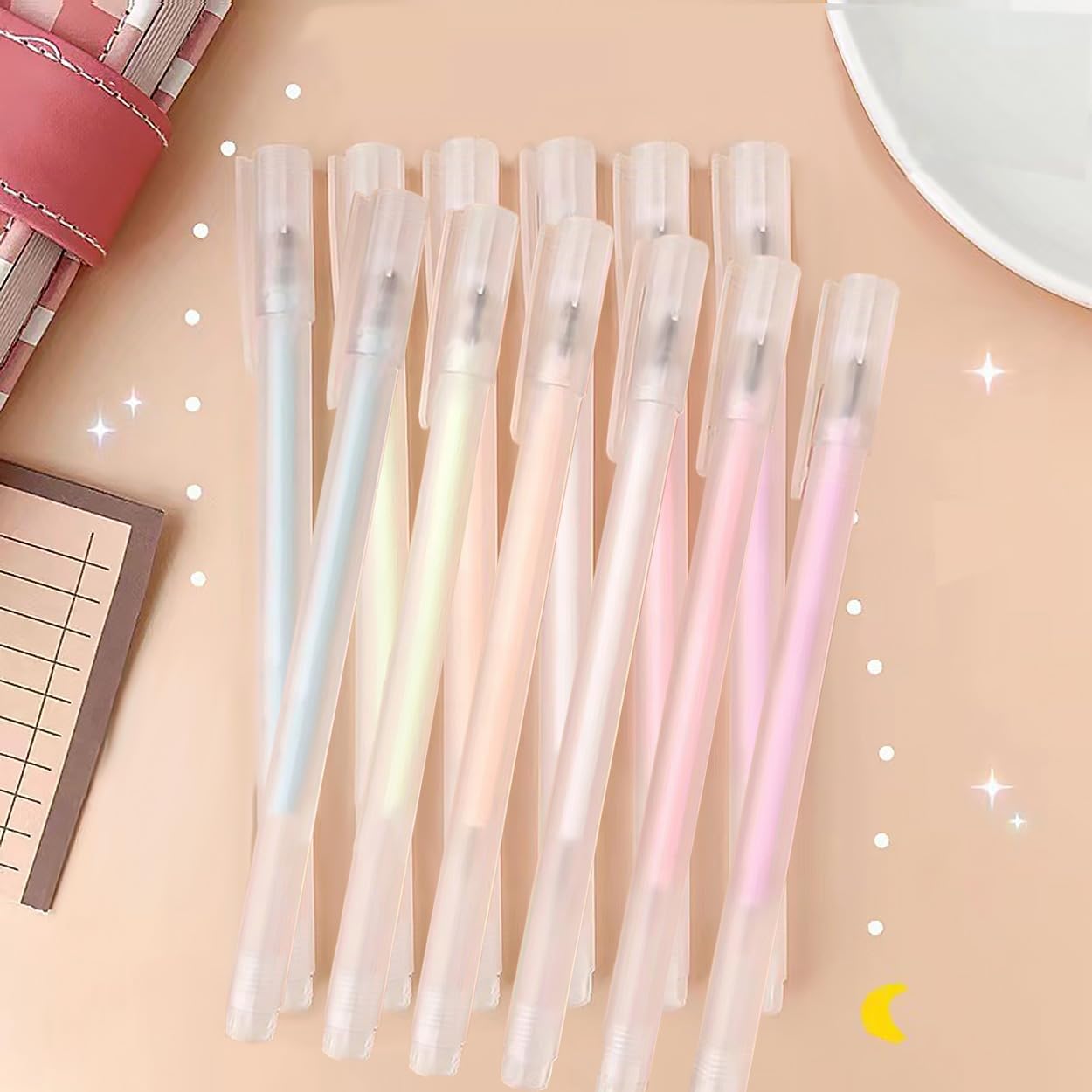 Scrapbook Quick Dry Glue Pen 12PCS Set, Crafting Fabric Pen Liquid Glue Pen for Papercrafts, Handmade Stationery, DIY Foil-Stamping, Back to School Supply, Year 6+ (12PCS Set-Forsted Holder Type)