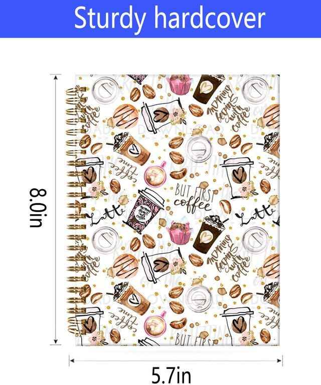 Spiral Journal Notebook,A5 Hardcover Lined Journals for Women Girl 6 x 8.3 in,120 Pages Thick Paper,Cute College Ruled Writing Notebook for Gifts Office Work School(Coffee)