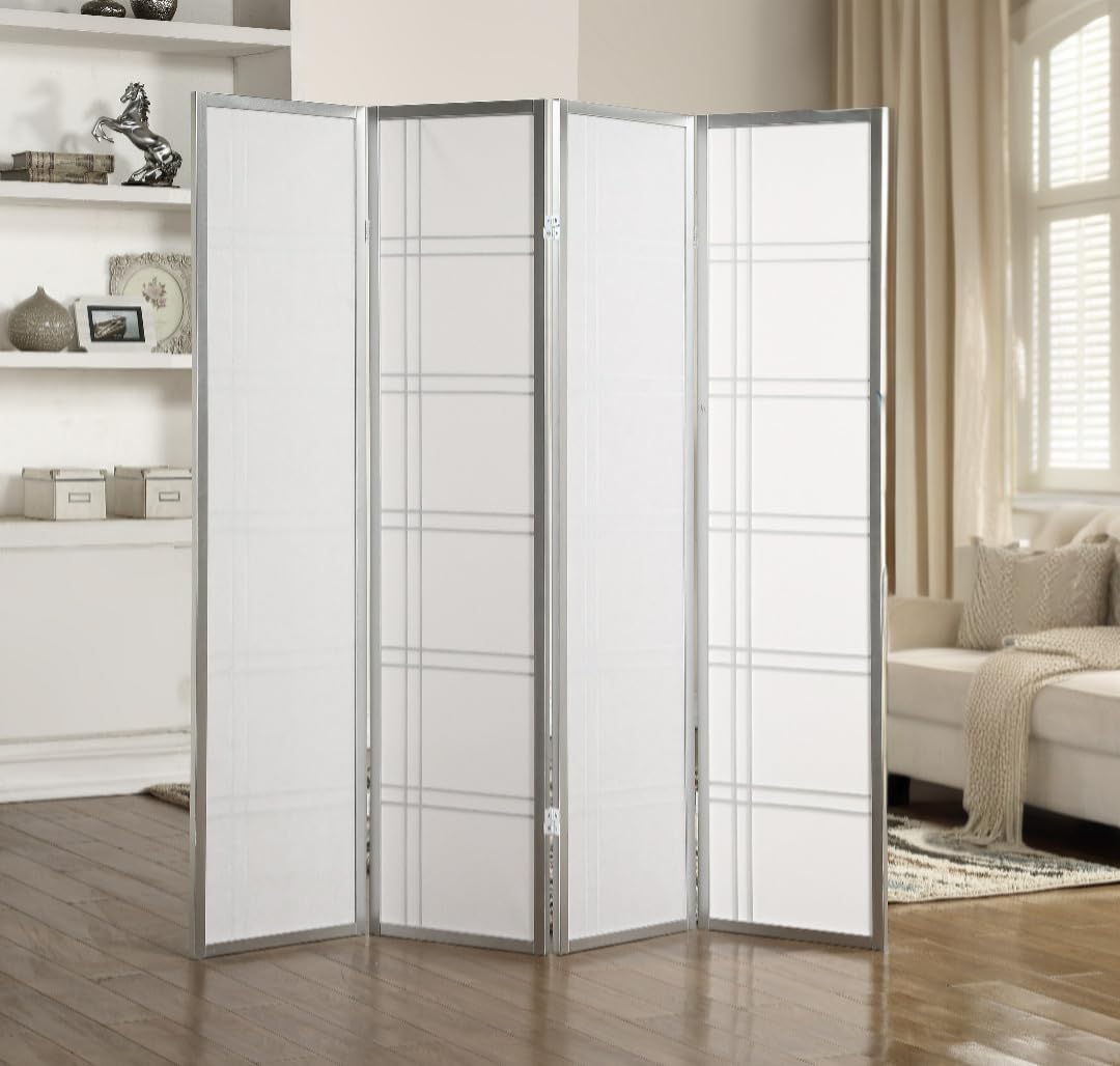 NicBex Room Divider 4 Panel Room Dividers with Paper-Looking Partition Room Dividers and Folding Privacy Screens Wall Divider for Home, Office, Room Separation,72" W x 1" D x 70" H, Silver - Lumora Desk