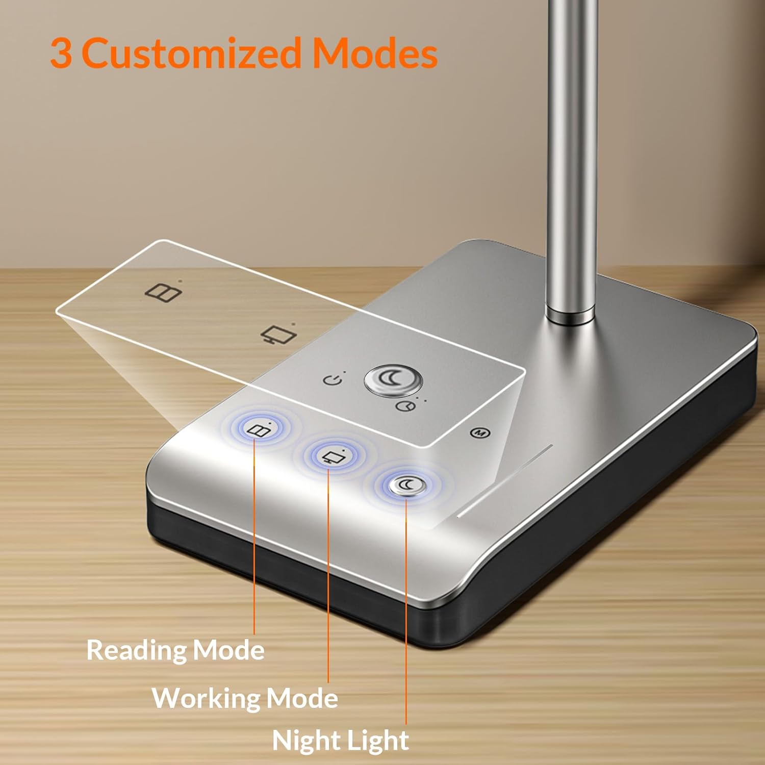 LED Desk Lamp, 12W Reading Desk Lamp for Office Home with 60 Lighting Modes, Touch Control & Timer Function, 750LM Bright Eye-Caring Gooseneck Desk Light Table Lamp for Study, Work, Silver - Lumora Desk