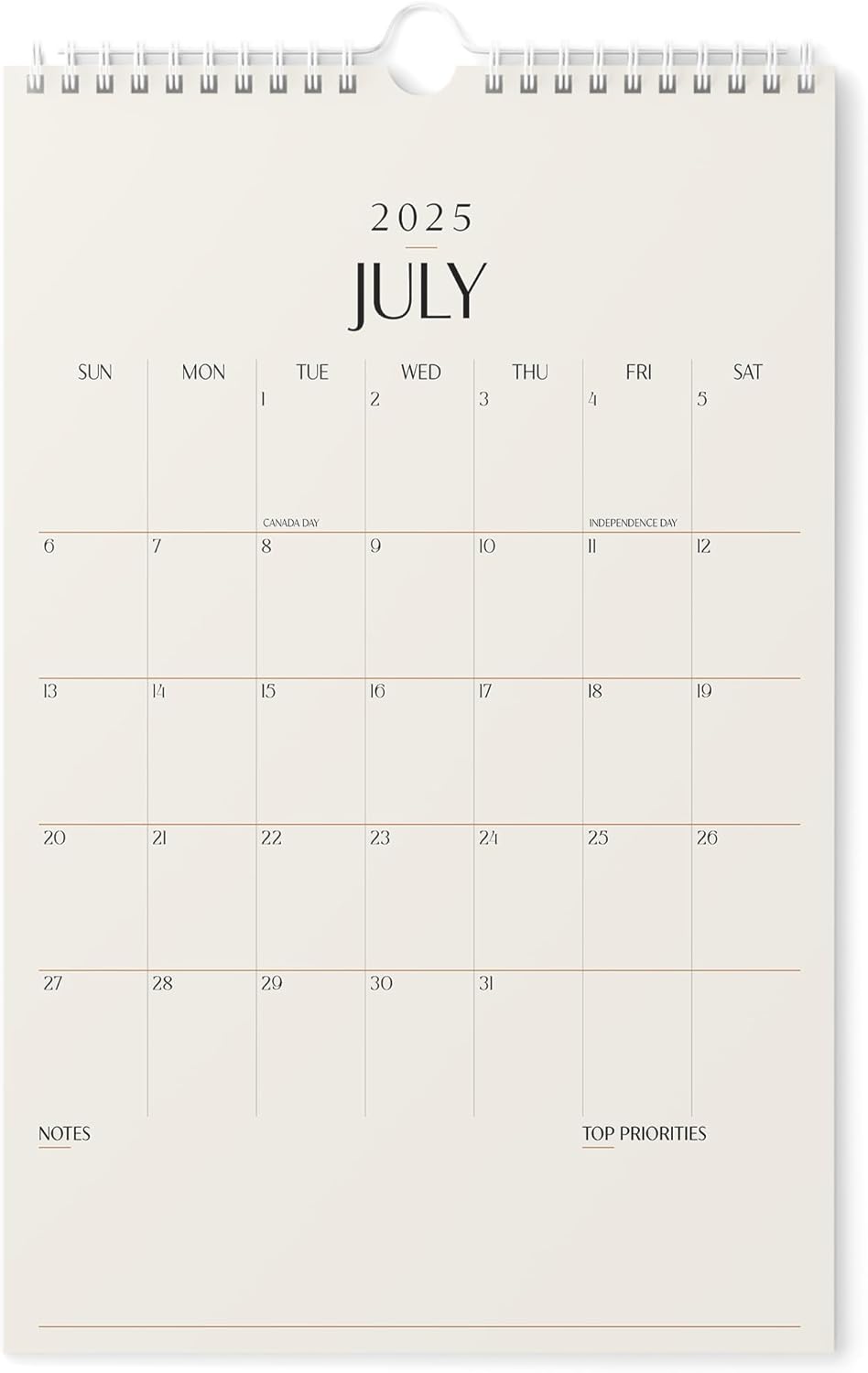 Karto Wall Calendar 2025-2026 - Vertical 11x17 inch July 2025 to December 2026 - Boost Your Productivity and Easy Planning with the Aesthetic Monthly Calendar - Beige
