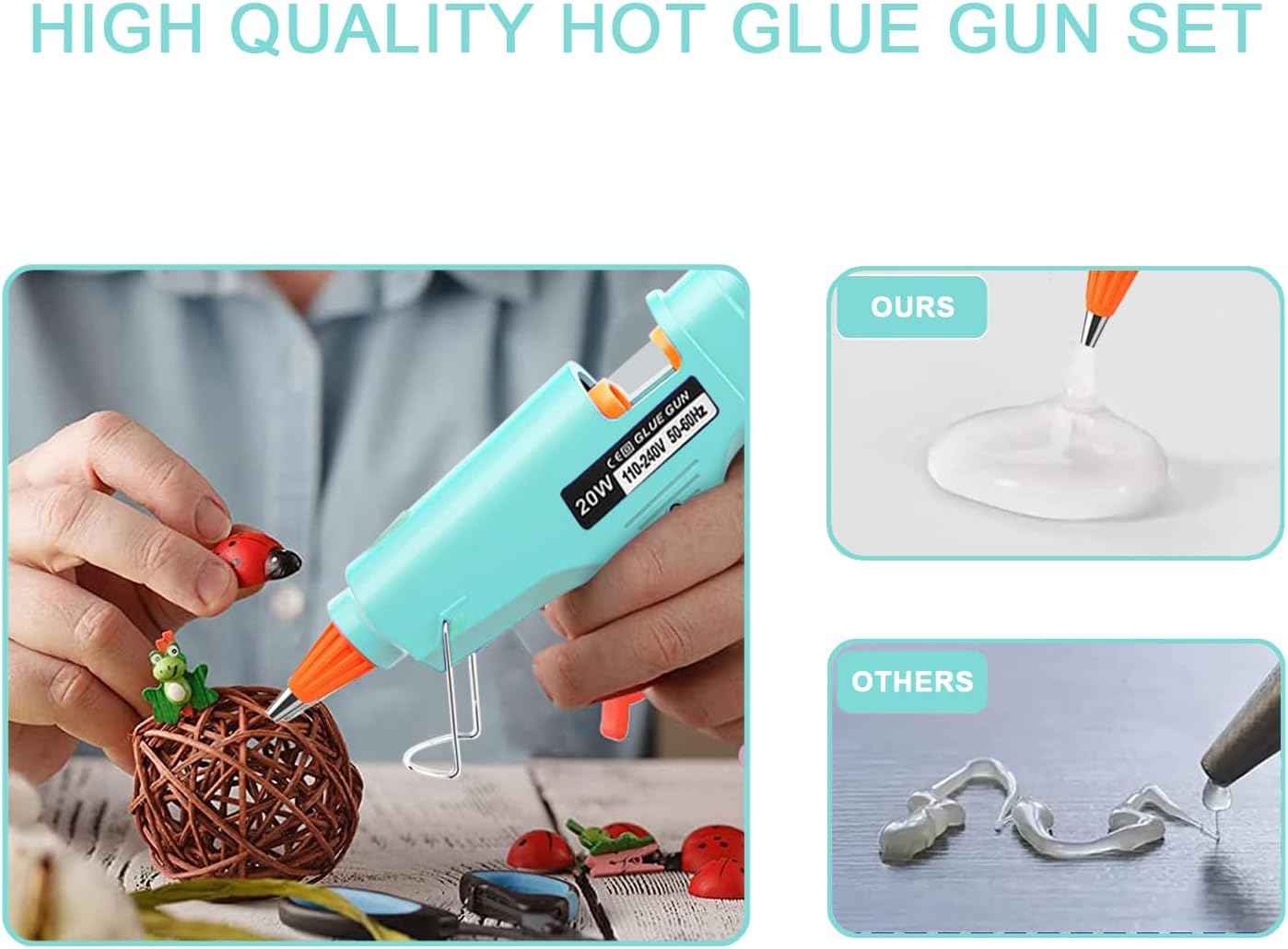 Hot Glue Gun Kit Mini: Mini Hot Glue Guns Kit with 20 Sticks Melt Glue Gun Craft for Kids School DIY Arts Home Quick Repairs Multi-application 2 Pack