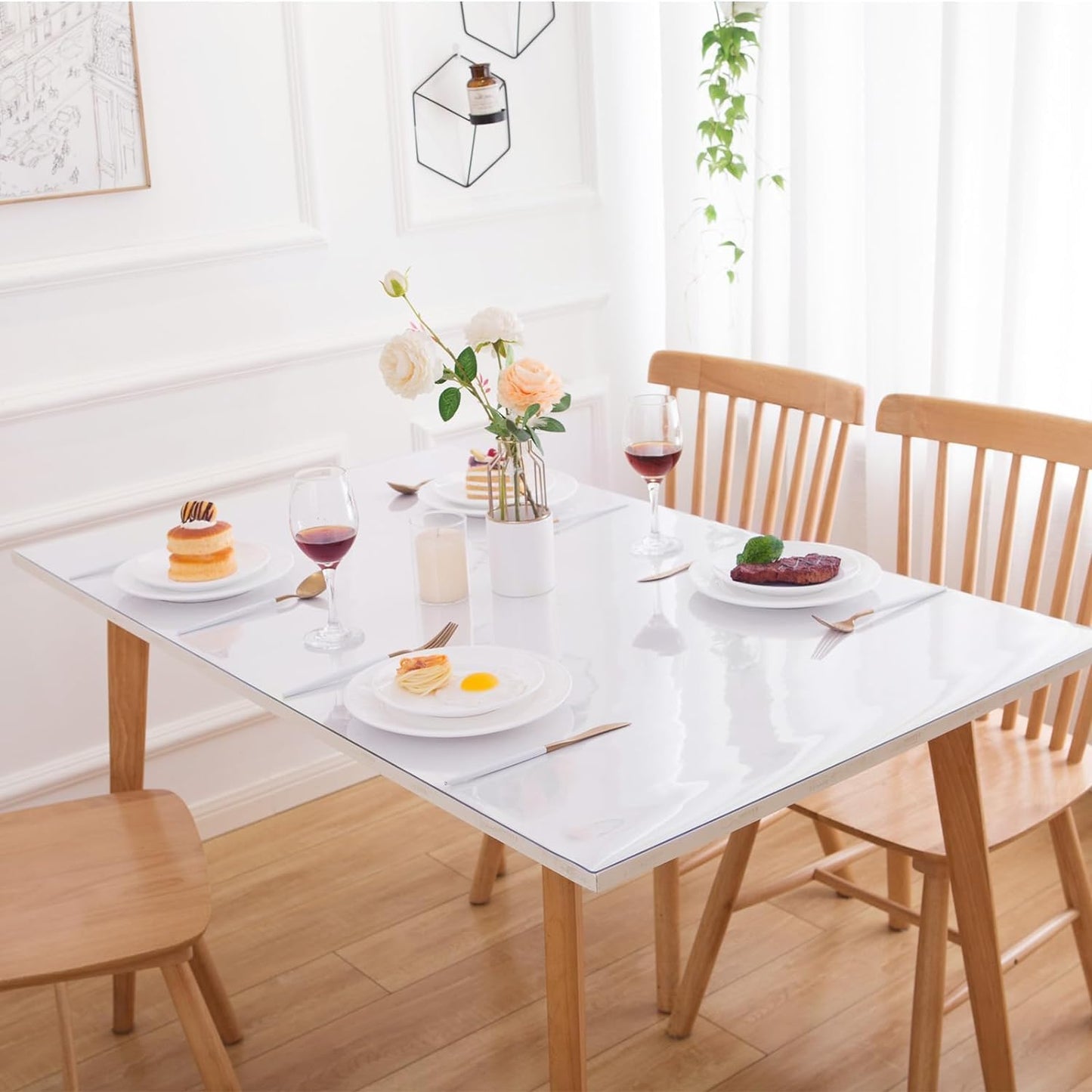 34 x 96 Inch Clear Table Cover Protector, Clear Table Protector for Dining Room Table, 1.5mm Plastic Table Cover, Waterproof Table Pad for Kitchen, Office