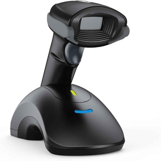 TEEMI Bluetooth QR Barcode Scanner with USB Cradle, Battery Replaceable Feature, Wireless Barcodes Reader Bar Code Scan Gun Handsfree Automatic Screen Scanning, Advanced Data Parsing