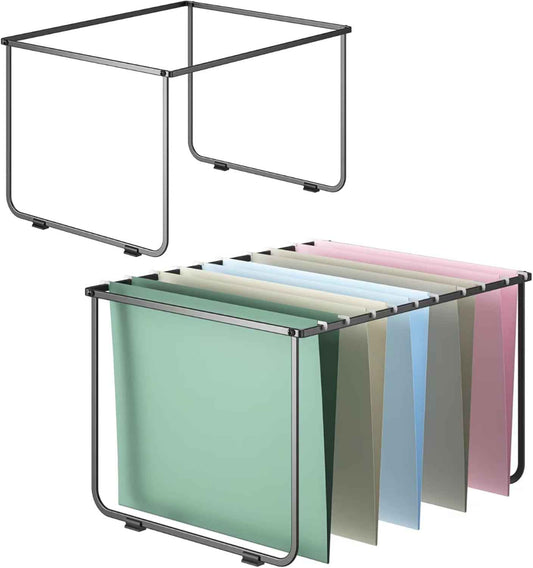 Hanging File Folder Frame 2 Sets, Legal/Letter Size,15.2“W 9.25”H,Hanging Folders Holder for Desktop Organizer and Metal Rail in Filing Cabinet Drawer