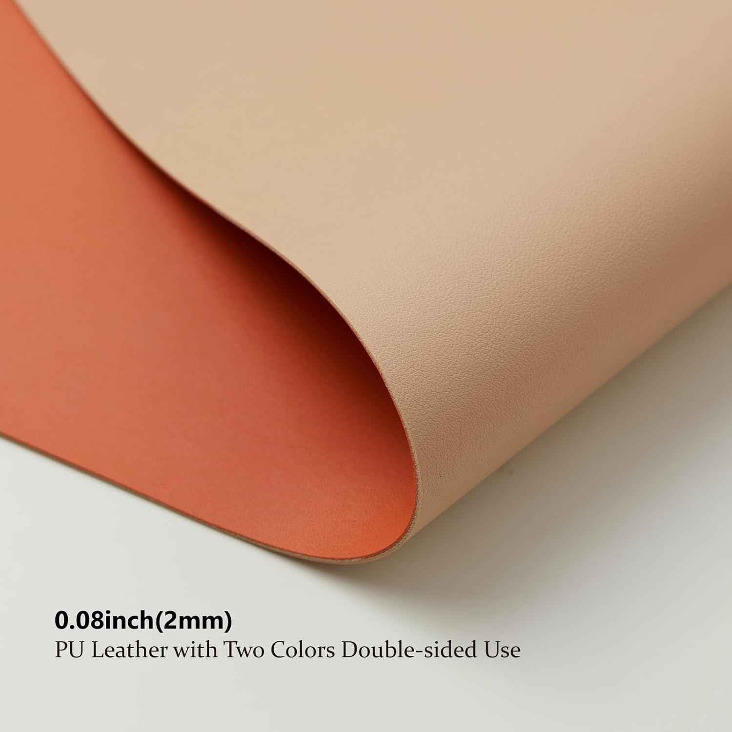 HOMIEAZICOZI Dual Sided Leather Desk Mat - Waterproof Pad for Office and Home Organization Accessories Ideal Large Mouse Mats on Top of Desks(Apricot+Orange,36''x 17'')