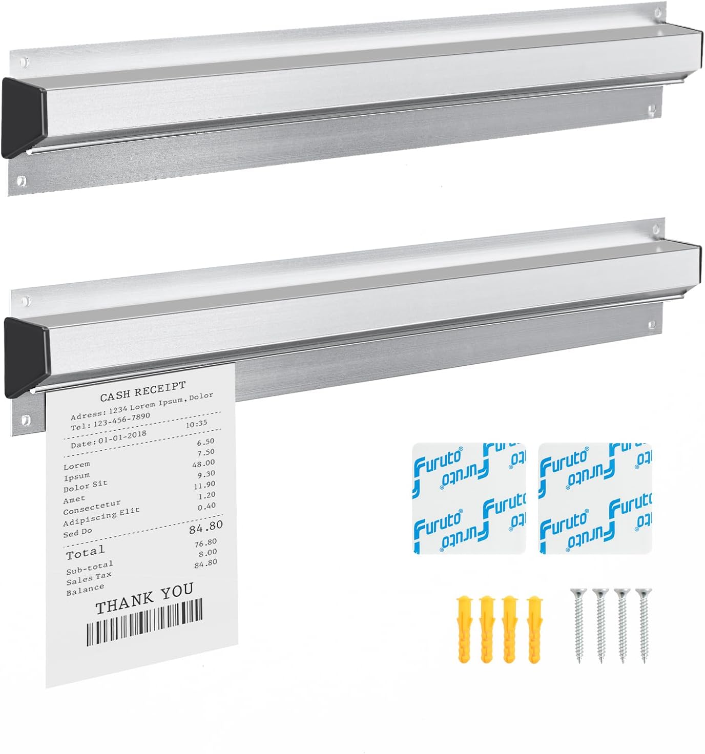 Restaurant Ticket Holder, 16/18/24/28/30" Check Rack Order Receipt Rail Display Slide for Commercial Kitchen Cafes Pubs Bars 2 Pcs (16 Inch)