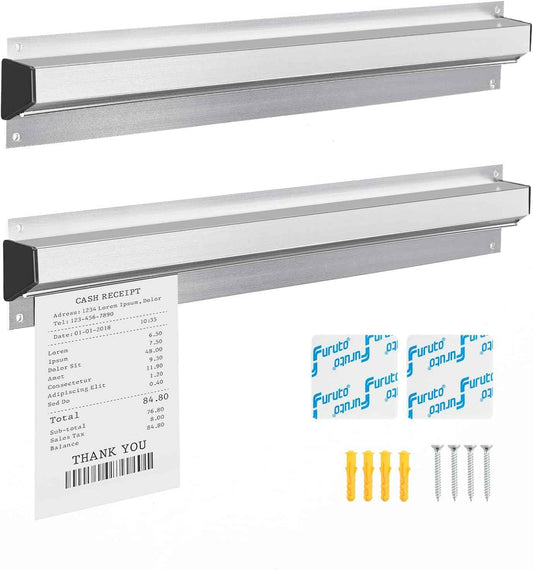 Restaurant Ticket Holder, 16/18/24/28/30" Check Rack Order Receipt Rail Display Slide for Commercial Kitchen Cafes Pubs Bars 2 Pcs (16 Inch)