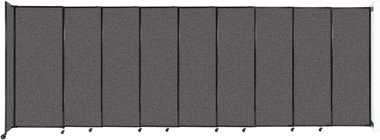 Wall-Mounted Sliding StraightWall Room Divider | Adjustable Widths | Locking Wheels | Room Separator | Up to 19'9" Wide x 6'10" Tall Charcoal Gray Fabric Panels - Lumora Desk