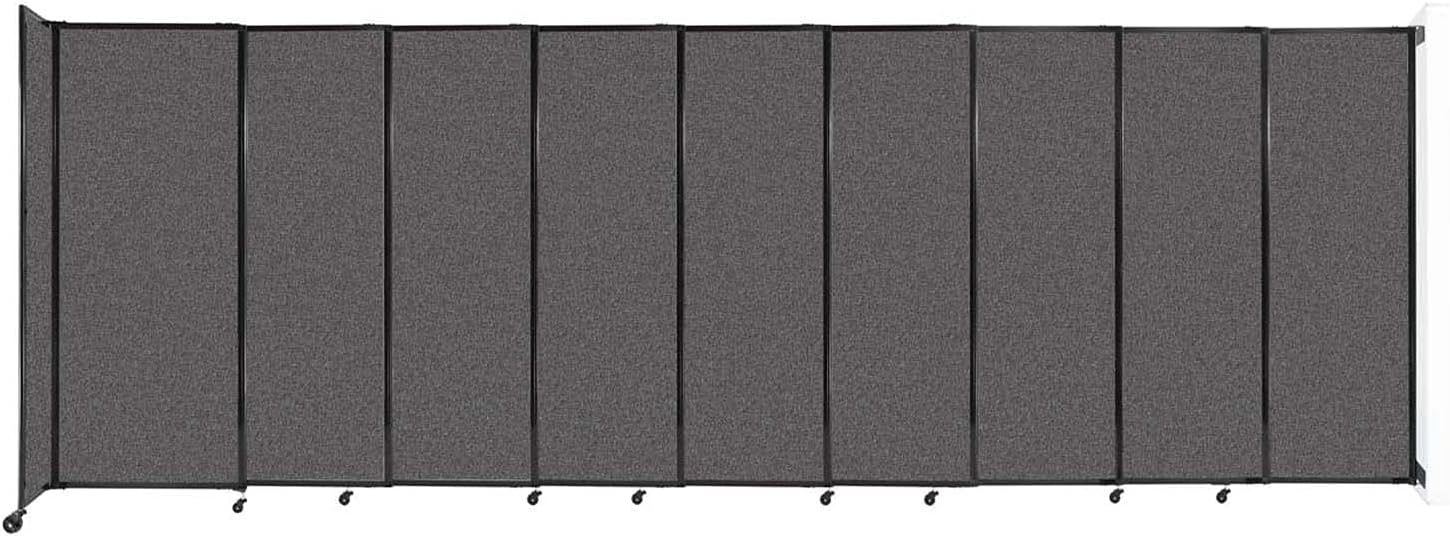 Wall-Mounted Sliding StraightWall Room Divider | Adjustable Widths | Locking Wheels | Room Separator | Up to 19'9" Wide x 6'10" Tall Charcoal Gray Fabric Panels - Lumora Desk