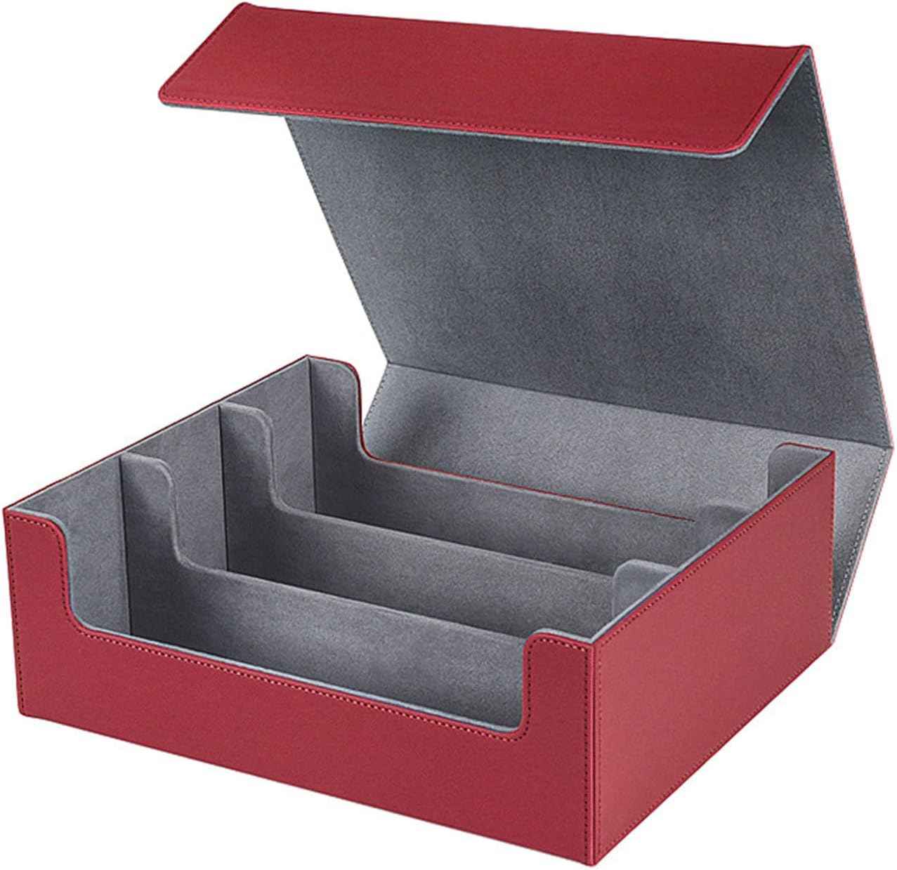 Stylish Magnetic Storage Box Leather Deck Case with Dividers Card Storage Box Container Case for Trading Cards