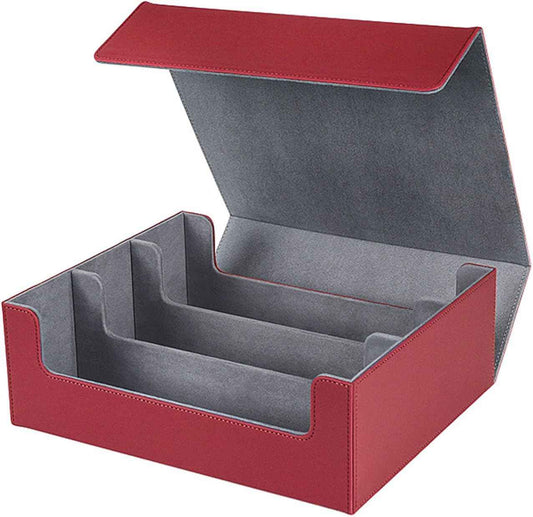 Stylish Magnetic Storage Box Leather Deck Case with Dividers Card Storage Box Container Case for Trading Cards