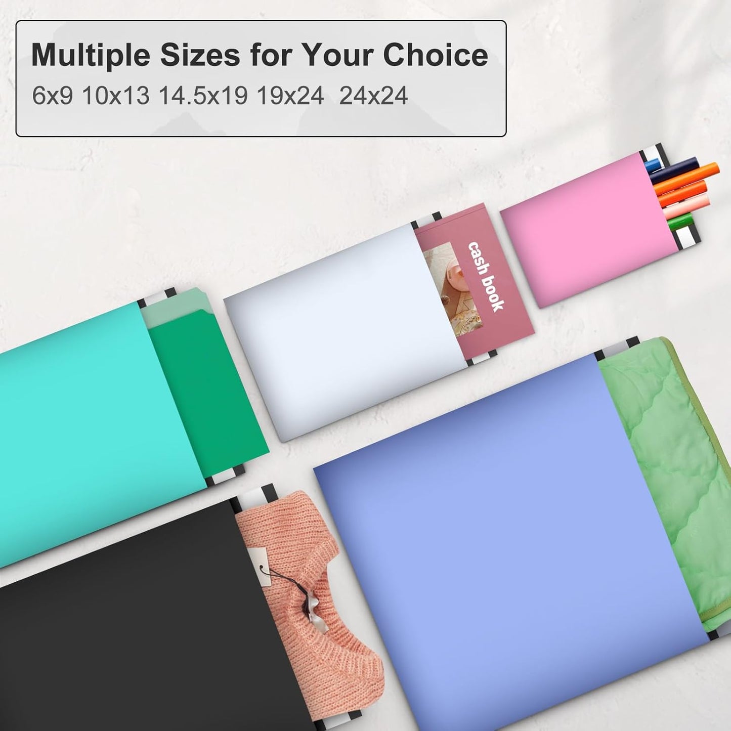 Large Poly Mailers 19x24 Inch 100 Pack, Shipping Bags for Clothing with Self-Sealing Tear-Resistant, Waterproof Poly Bags, Mailing Envelopes for Small Business (Black)