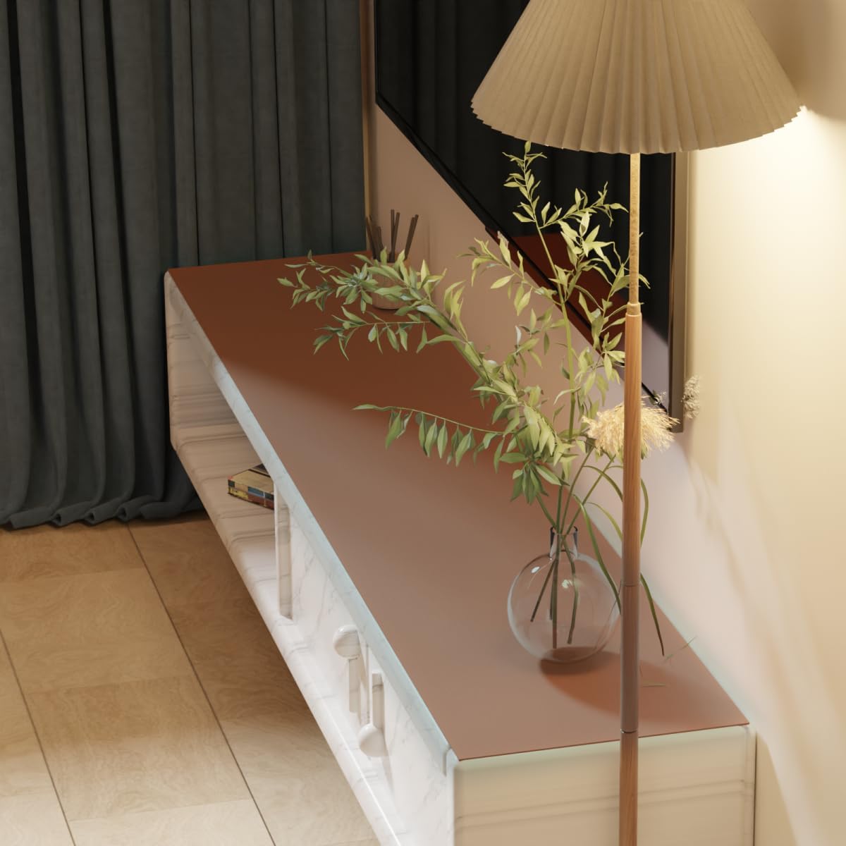 Leather Desk Mat,1.8mm Thick,12x80 Inch Desk Cover,Desk Protector Mat,Dresser Cover Top,Table Cover Rectangle,End Table Cover,Coffee Table Cover Rectangle(Brown+Gray,12×80)
