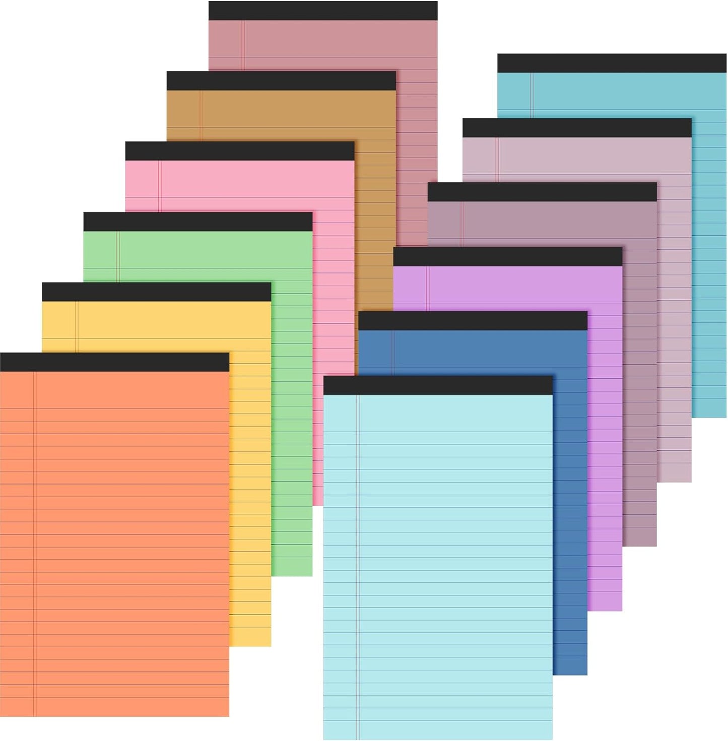 Lincia 12 Pcs 12 Pcs 5" x 8" Small Legal Pads Colored Lined Note Pads Narrow Ruled Writing Notepads 50 Sheets Per Micro Paper Notebook Lined and Perforated for College Office Supplies (Bright Colors)