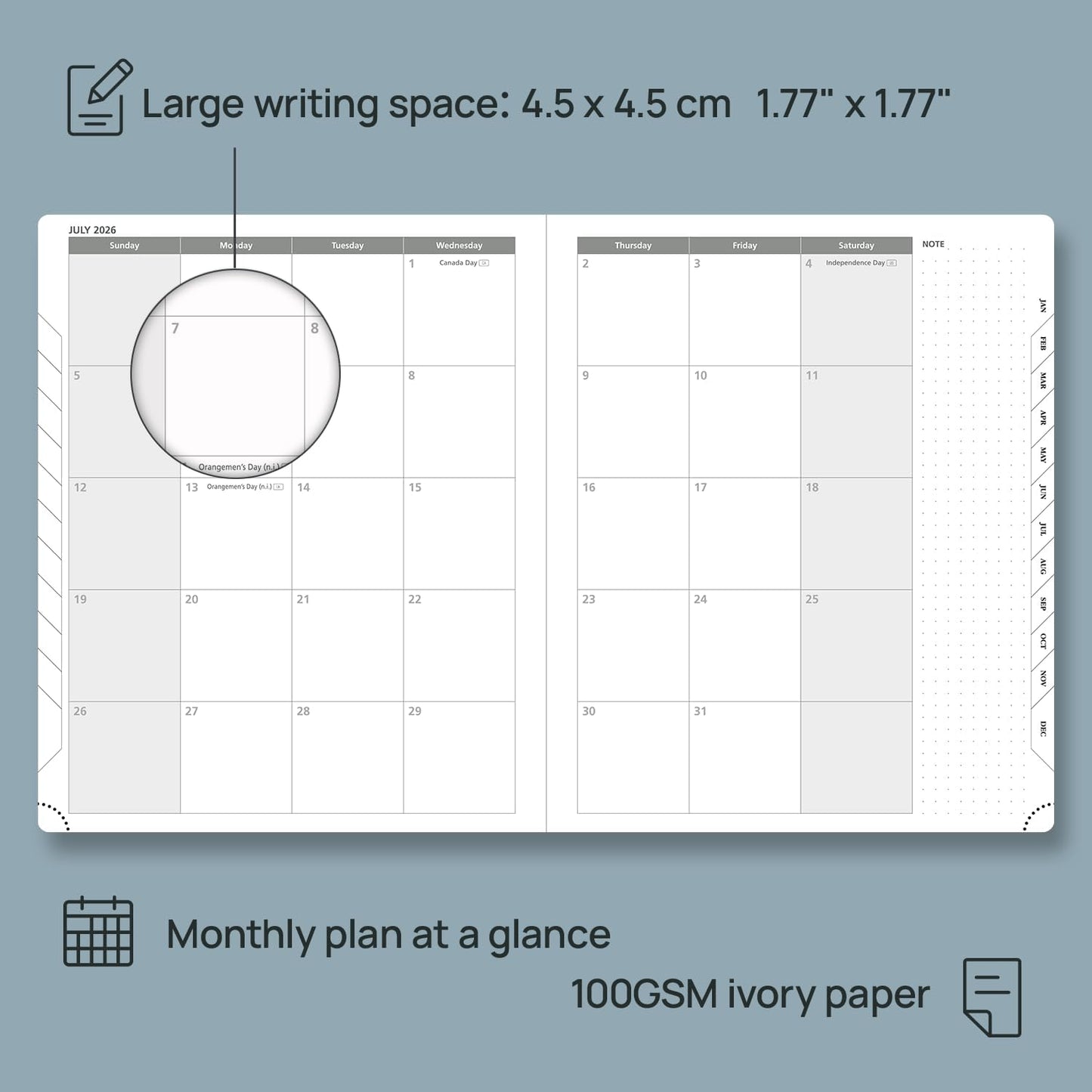 POPRUN Weekly Planner 2026 (Large 8.5" x 10.5") Calendar 12 Months Notebook with Horizontal Layout, Leather Soft Cover, Monthly Tabs, Inner Pocket, 100GSM Thick Paper, Pen Holder - Petrol Green