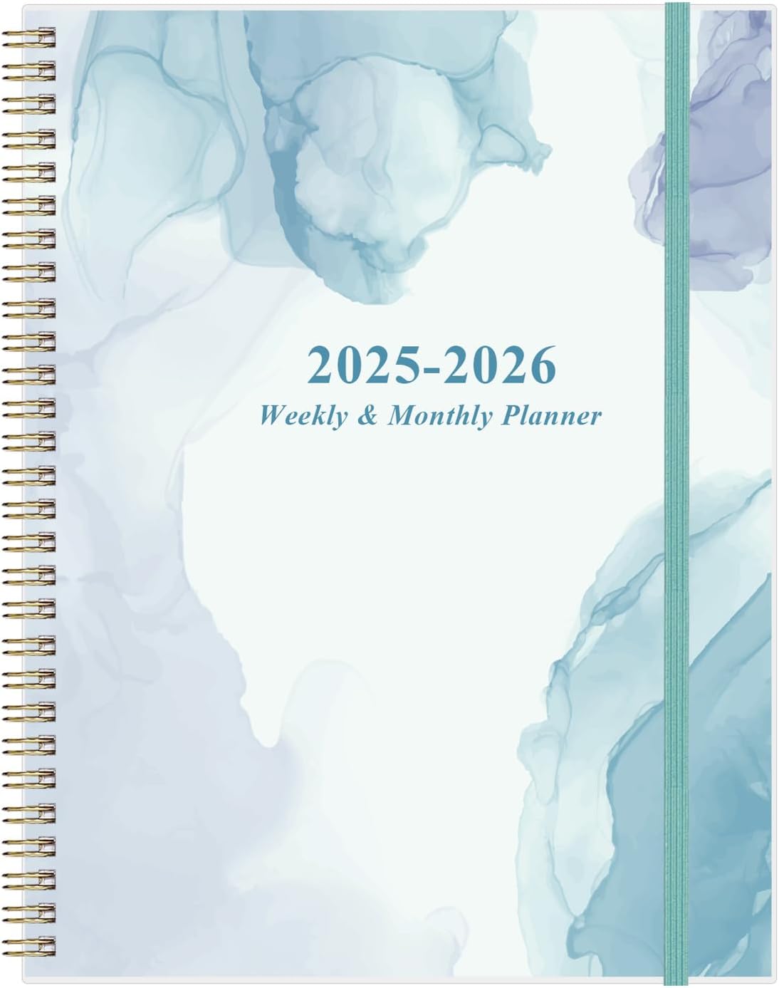 2025-2026 Planner - Academic Planner 2025-2026 from July 2025 to June 2026 with 12 Monthly Tabs, Flexible Cover, Inner Pocket, 8.5" x 11", Blue Watercolor