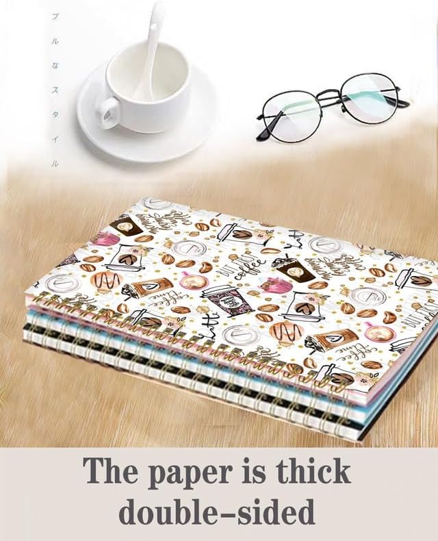 Spiral Journal Notebook,A5 Hardcover Lined Journals for Women Girl 6 x 8.3 in,120 Pages Thick Paper,Cute College Ruled Writing Notebook for Gifts Office Work School(Coffee)