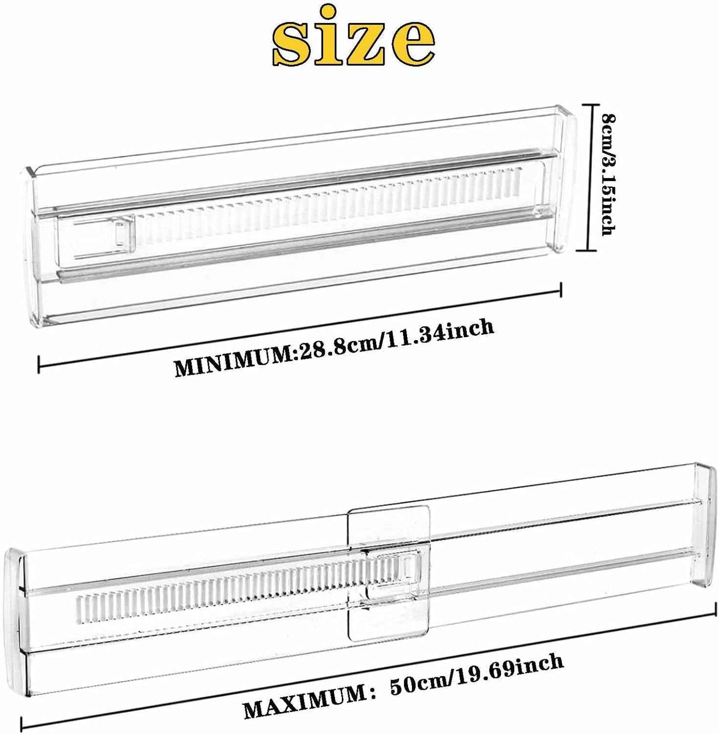 4 Pcs Drawer Dividers for Clothes, 3.15" High 11.34"-19.69" Adjustable Expandable Dresser Drawer Organizer, Clear Plastic Separators for Dresser, Baby Clothing (4, clear)