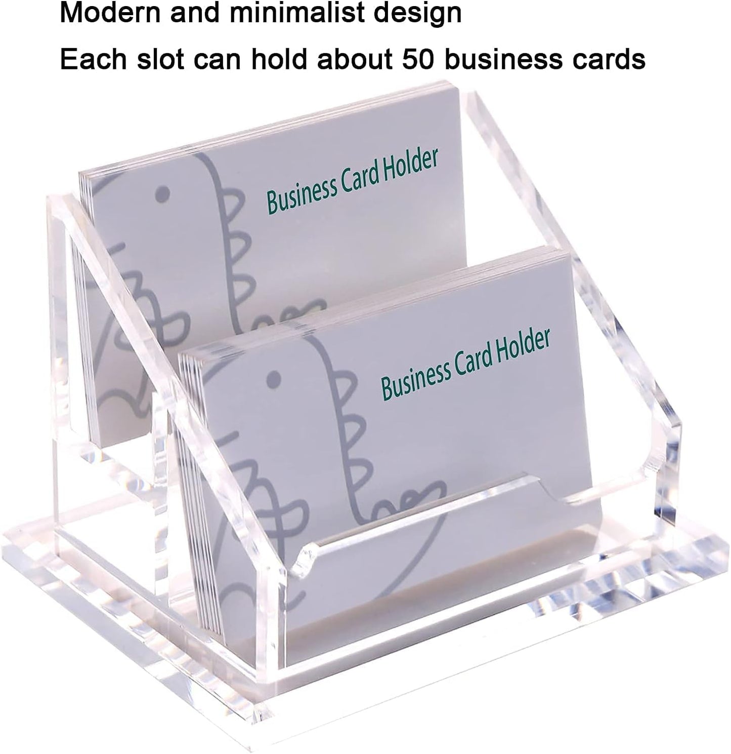 SANRUI Business Card Holder for Desk, Clear Acrylic Business Cards Holder, Business Card Holder Case, Business Card Display Stand, Multiple Business Card Holder for Table-2 Slots 2 Tiers
