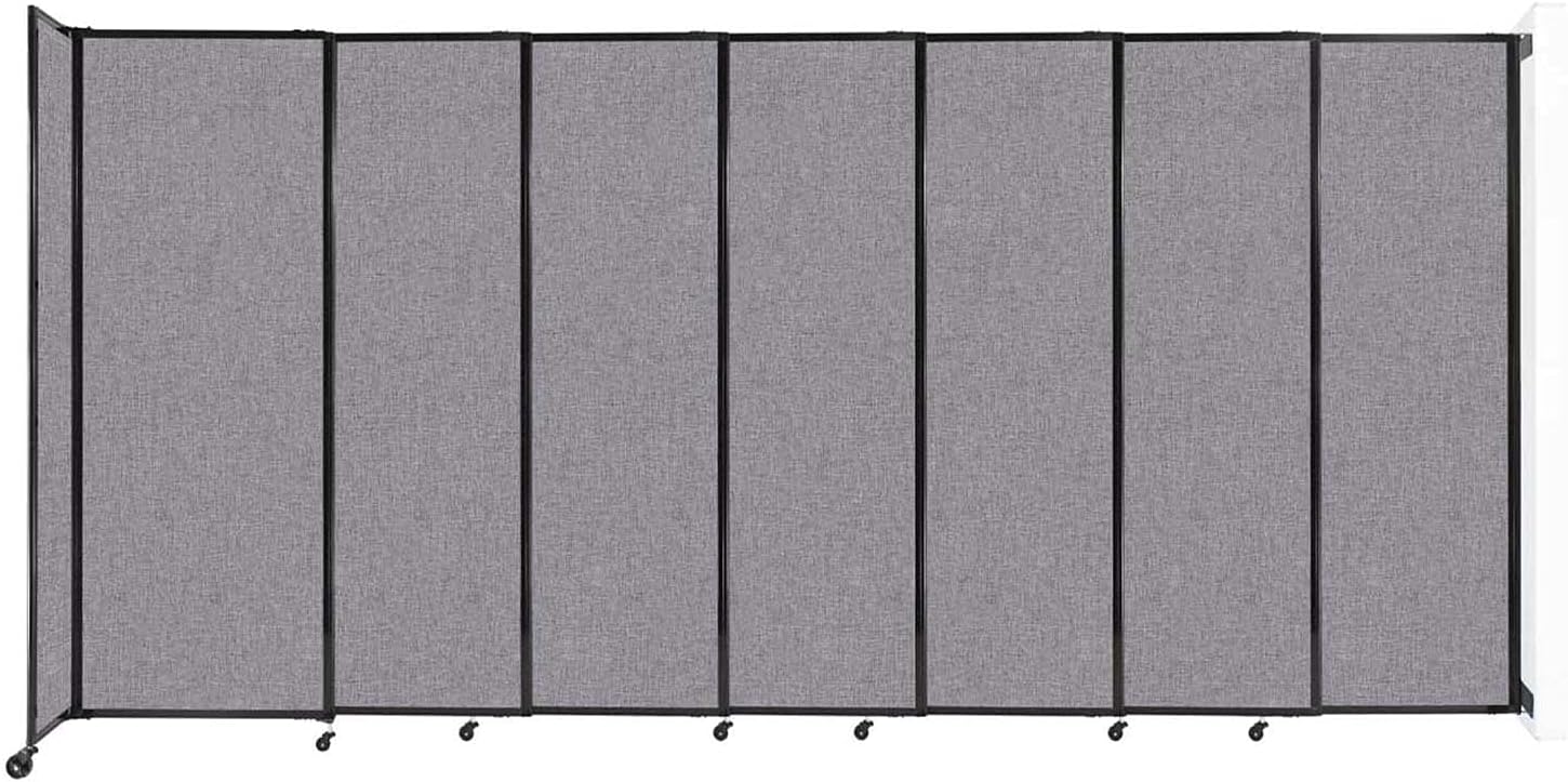 Wall-Mounted Sliding StraightWall Room Divider | Adjustable Widths | Locking Wheels | Room Separator | Up to 15'6" Wide x 7'6" Tall Cloud Gray Fabric Panels - Lumora Desk