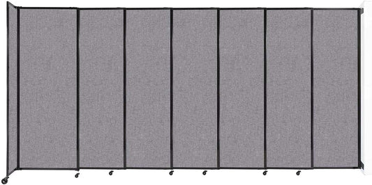 Wall-Mounted Sliding StraightWall Room Divider | Adjustable Widths | Locking Wheels | Room Separator | Up to 15'6" Wide x 7'6" Tall Cloud Gray Fabric Panels - Lumora Desk