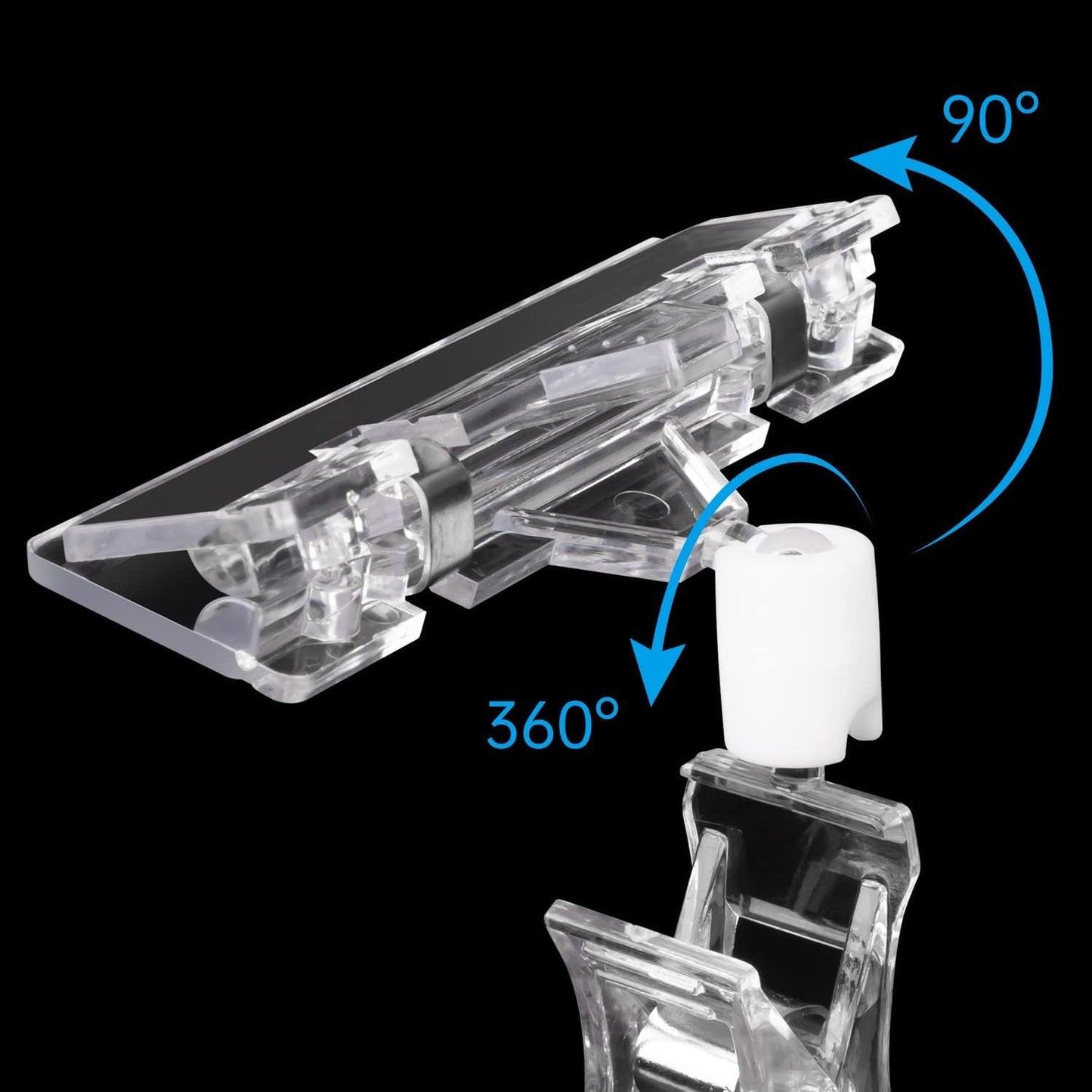 Daletu 30 PCS Clear Sign Clips for Merchandise Display, Plastic Retail Double Sided Sign Holder Clips, Acrylic Price Tag Sign Holders on Clothing Rack, Rotatable Pop Clamps for Sale Retail Display