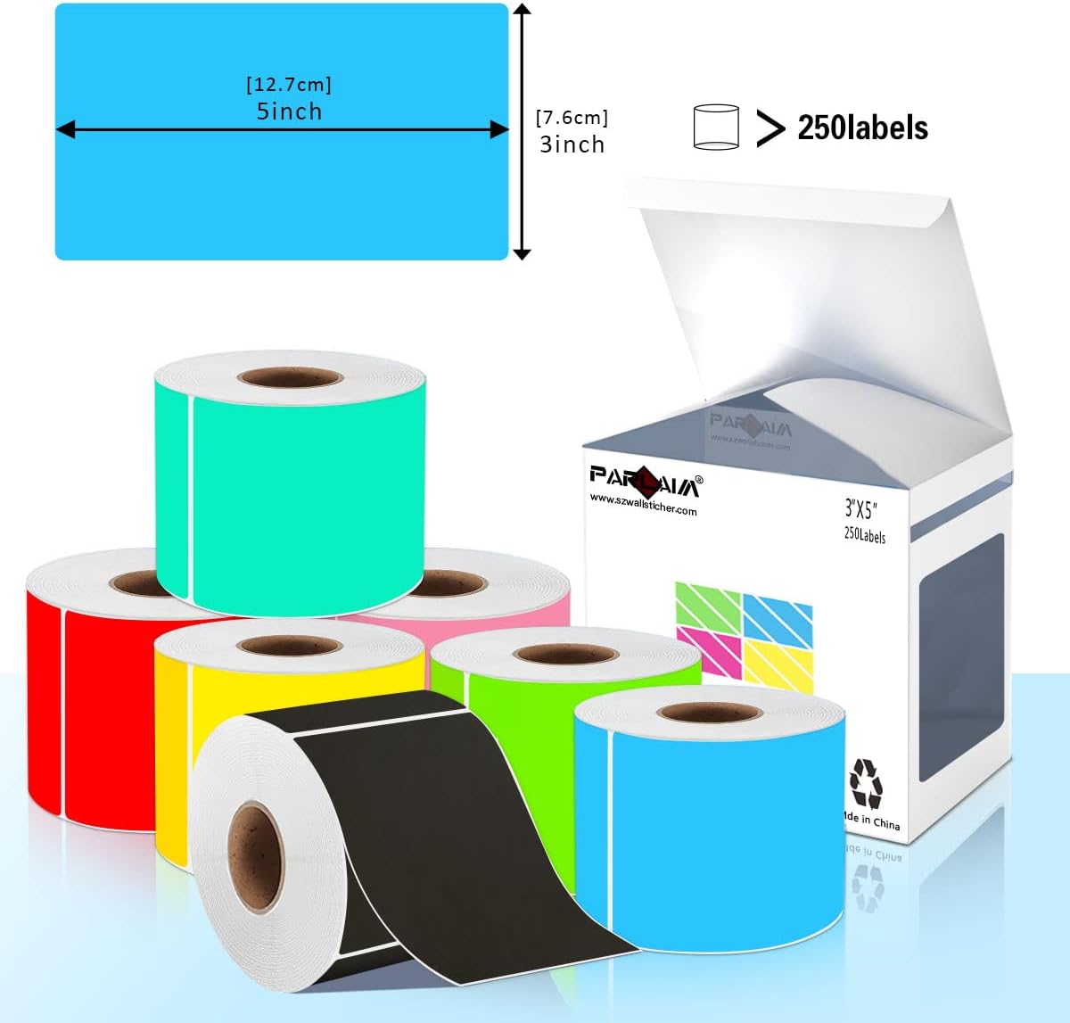 PARLAIM 5 x 3 inch Rectangle Color Coding Sticker Labels, Permanent Adhesive Writable 250pcs Color Code Inventory Label (Light Green)