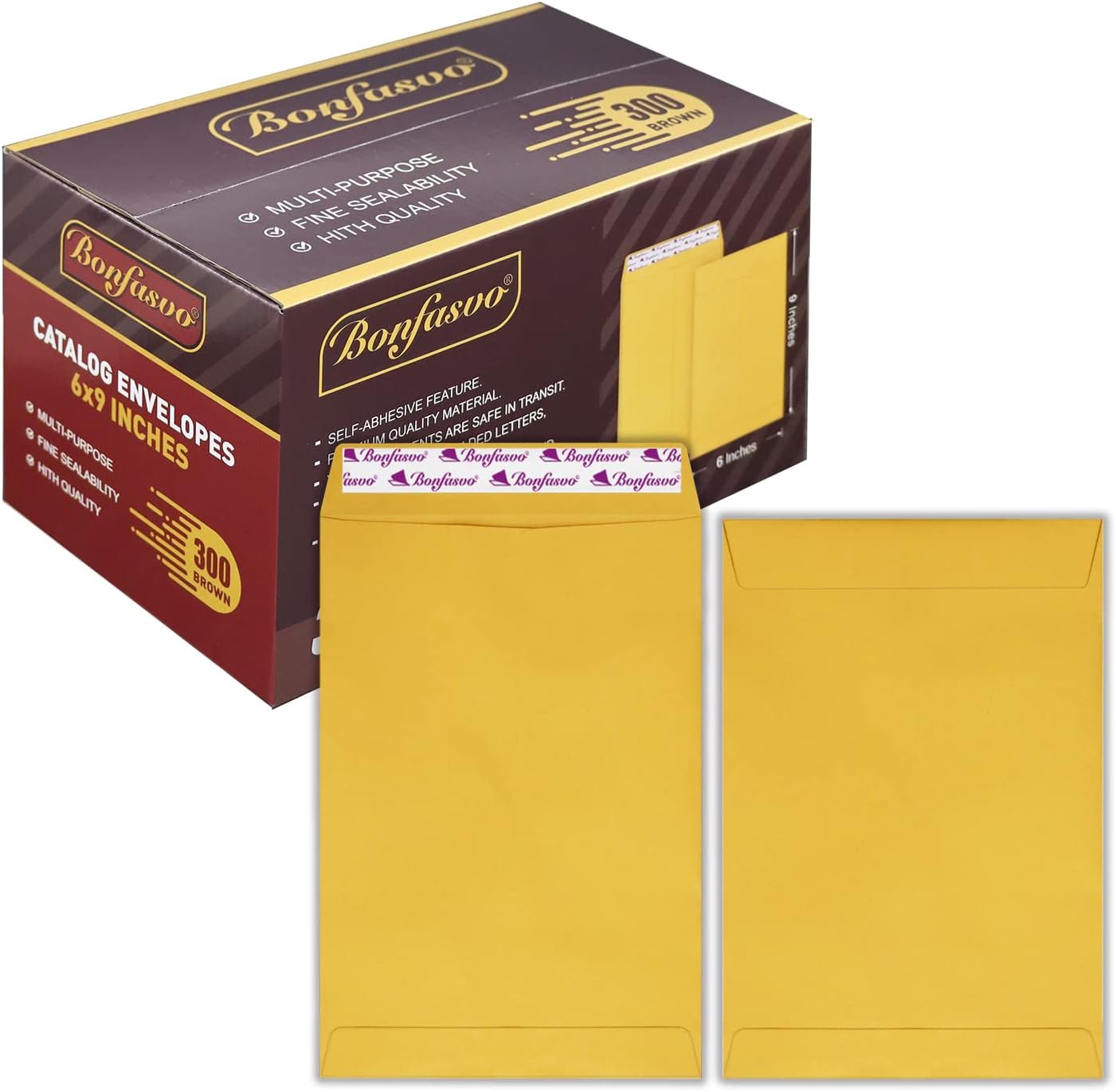 300 Pack 6x9 Brown Catalog Envelopes Peel & Seal Security Mailing Envelopes 120GSM Kraft Paper self Seal Envelopes for Invitations Papers Photos Documents Pictures Papers Files - Lumora Desk