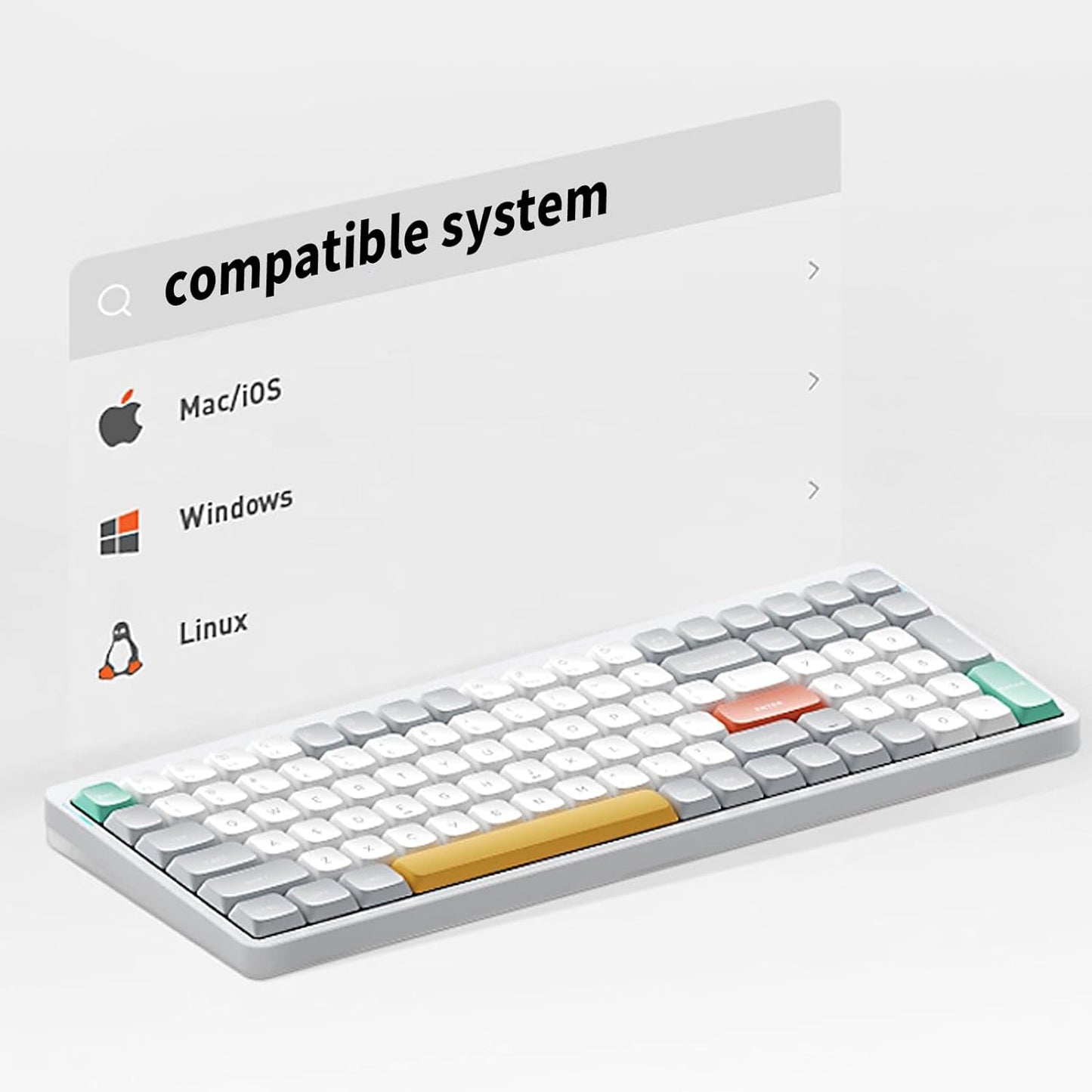 nuphy Air96 V2 Wireless Mechanical Keyboard,100 Keys RGB Backlit Keyboard,Supports Bluetooth 5.1,2.4G and Wired Connection,for PC/Laptop/Windows/Mac -White Gateron Blue Switch