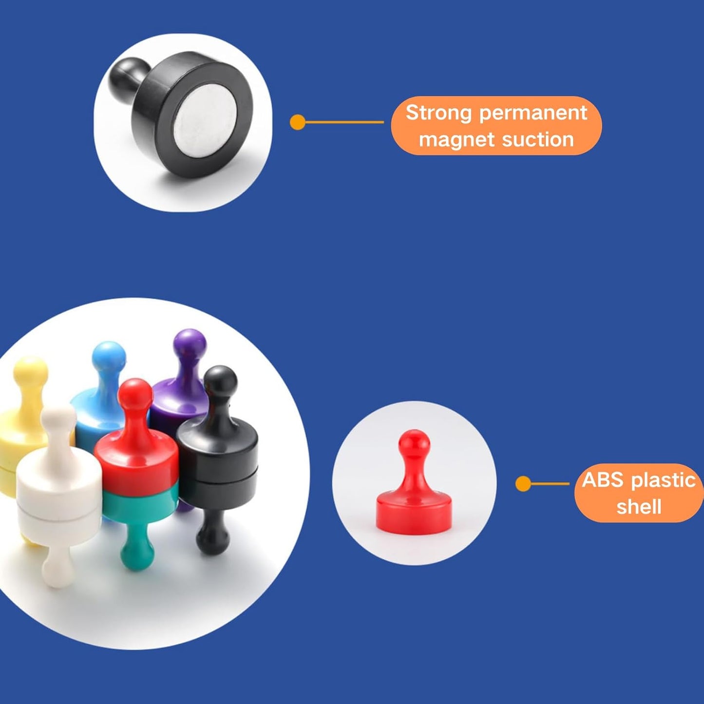 6PCS Powerful Neodymium Magnets, Pawn-Shaped - Strong Fridge/Refrigerator and Whiteboard Magnet, Ideal for Office, Kitchen, Crafts - Rare Earth, Heavy Duty (Black)