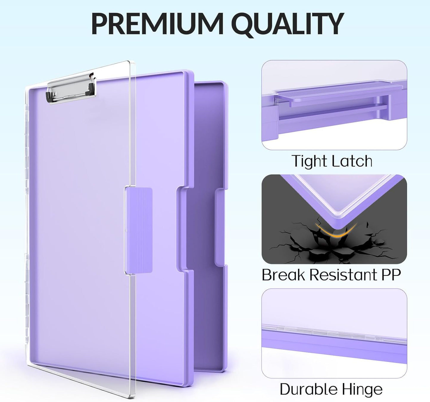 Sooez Clipboard with Storage, Heavy Duty Cleaview Clip Boards 8.5x11 with Dual Storage, Dry Erase Plastic Nursing Clipboard, High Capacity Clipboards Folder for Teacher Nurse, School & Office Supplies