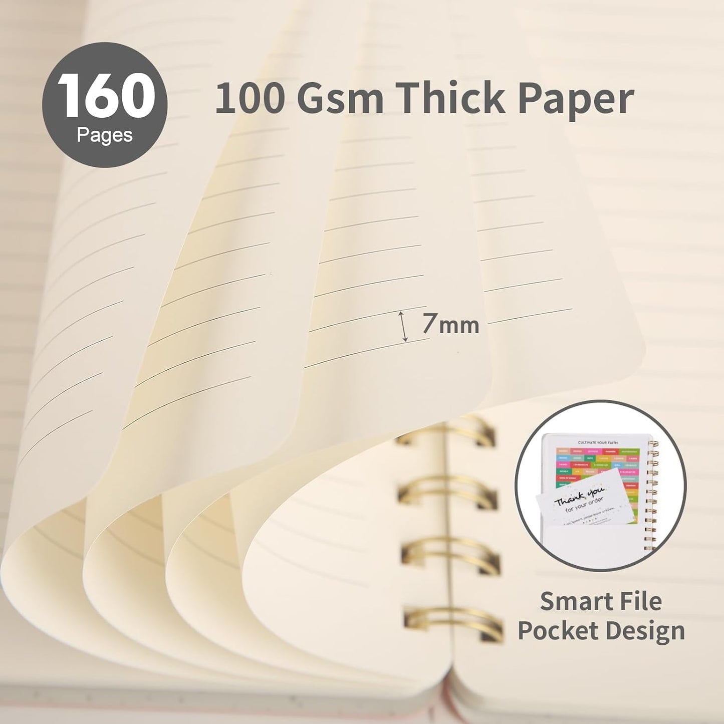 Lined Spiral Notebook College Ruled A5 Journal Book for Note Taking, 160 Pages Writing Journal for Office and Home School Supplies 5.75x8.125 inch (6pack-3Black/3NavyBlue)