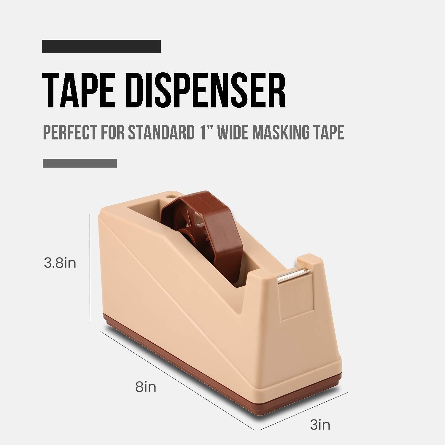 Lichamp Desktop Tape Dispenser Holder with Large 3 inch Core for Masking Tape, Heat Transfer Tape Sublimation, Painters Tape, Freezer Tape and Kitchen Tape - Lumora Desk