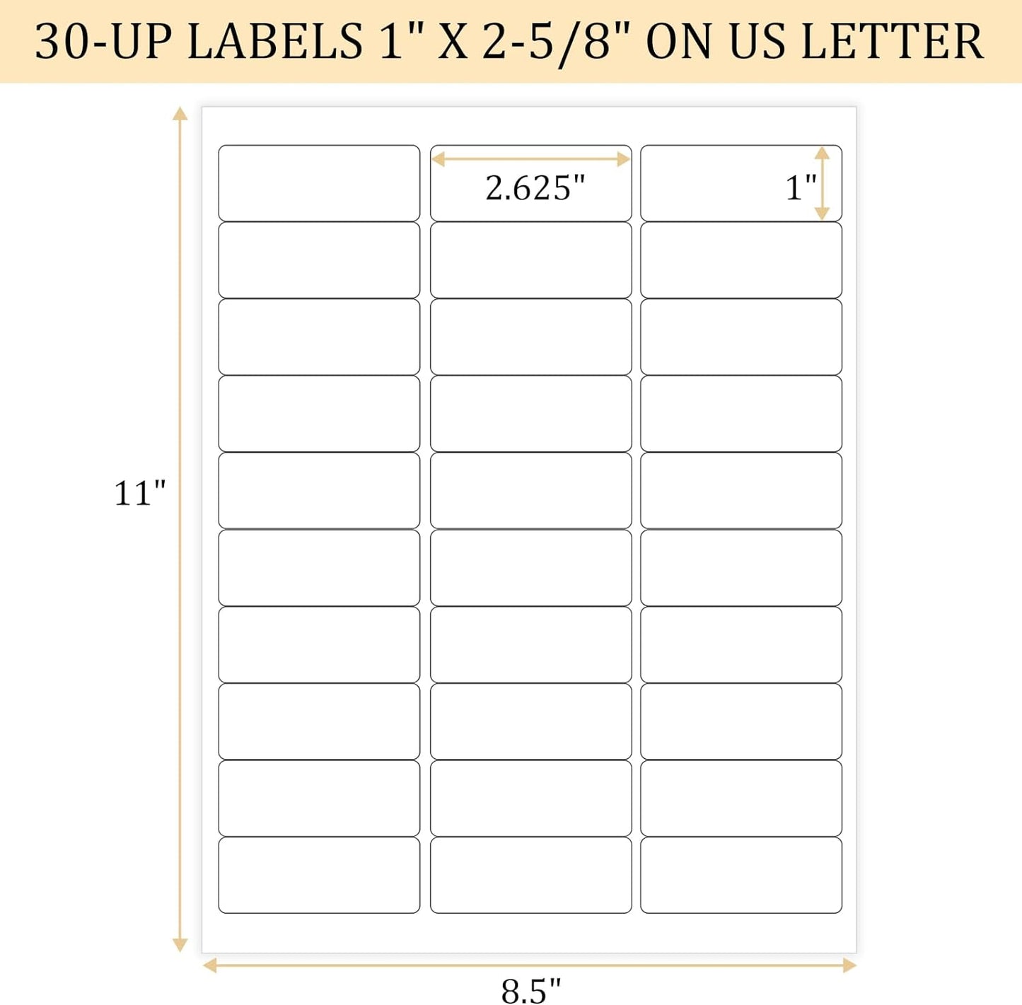 FungLam 1" x 2-5/8" Shipping Address Labels 900 Label Stickers Paper for Laser/Inkjet Printer 30 per Page Printable Mailing Labels (30 Sheets, 900 Labels) - Lumora Desk