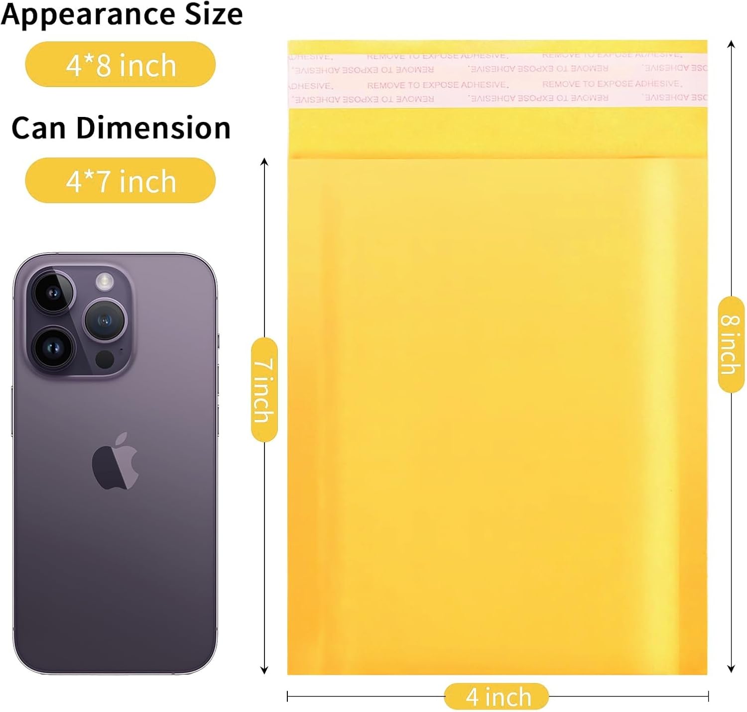 Kraft Bubble Mailers 4×8' Inch 50 Pack Yellow shipping envelopes Self-Seal Padded Mailing Envelopes for Jewelry Makeup Supplies and Small Business Packaging - Lumora Desk