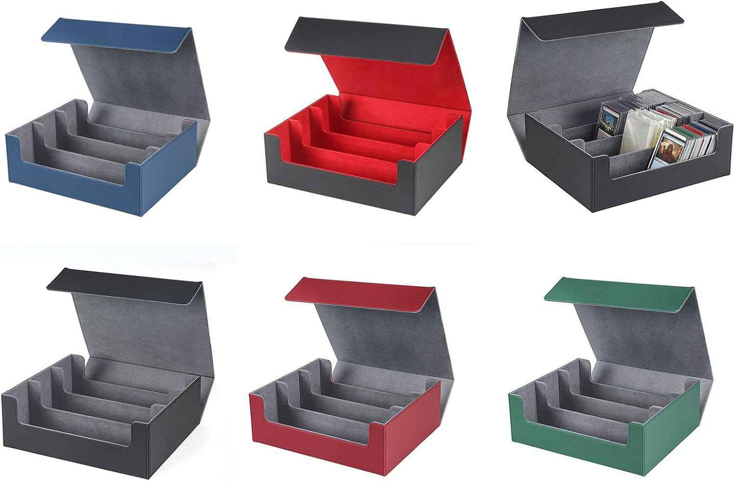 Stylish Magnetic Storage Box Leather Deck Case with Dividers Card Storage Box Container Case for Trading Cards