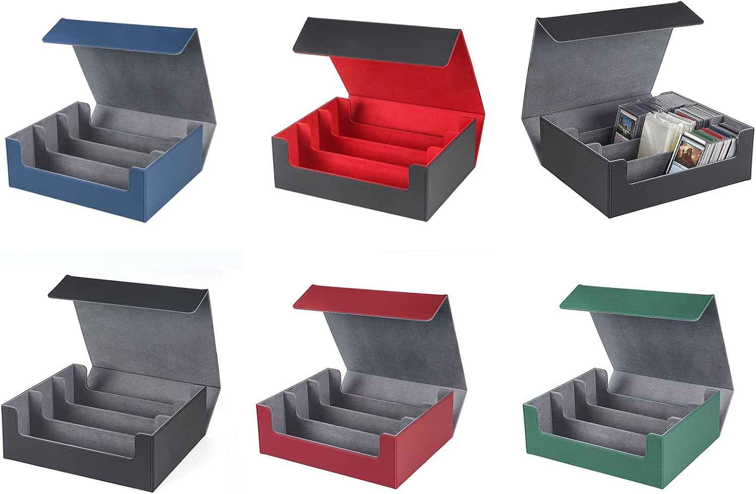 Stylish Magnetic Storage Box Leather Deck Case with Dividers Card Storage Box Container Case for Trading Cards