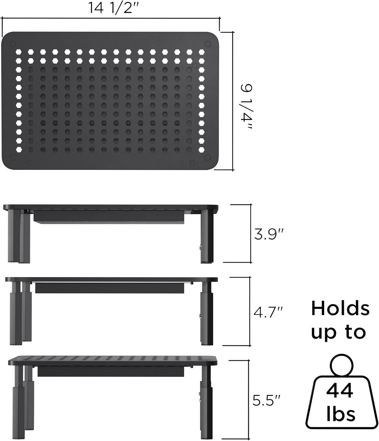 EVOOMI Back Saver Monitor Stand for Desk - 2 Pack Monitor Riser with Drawer - Gain 5 Weeks a Year, Less Pain & Peak Productivity with Anti Skid Mesh Metal Computer Stand for Laptop, Printer & iMac