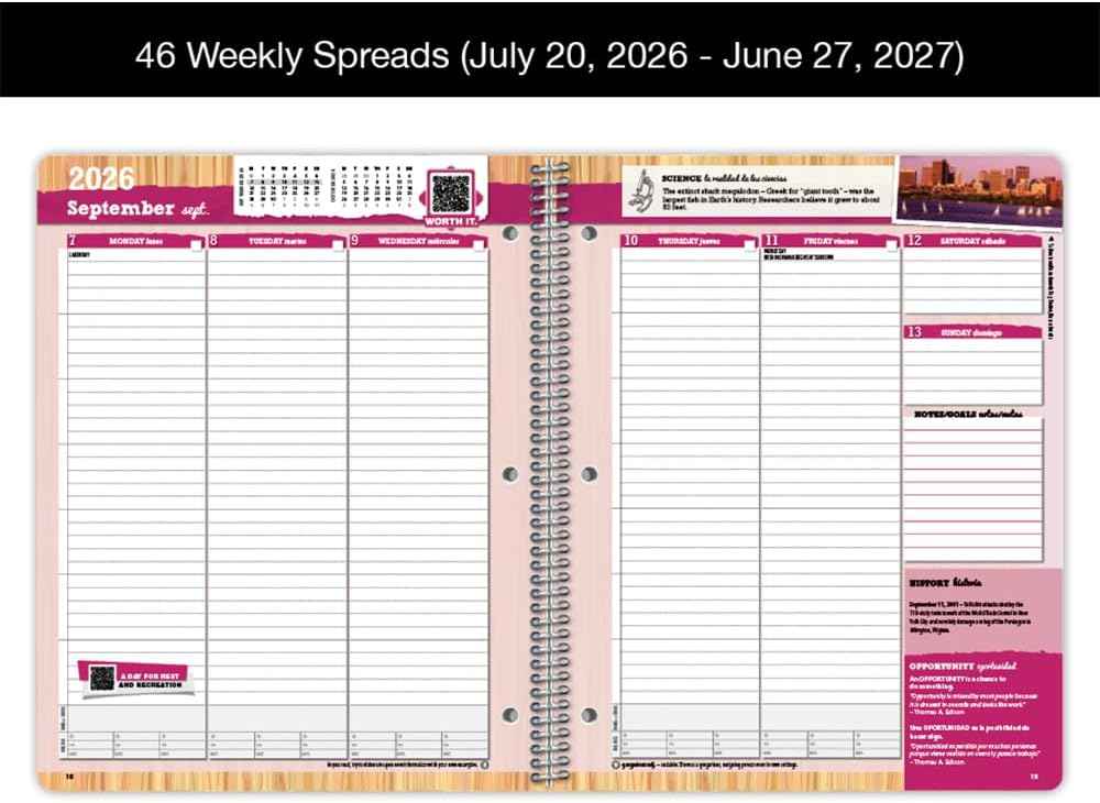 Dated Middle High School Student Planner 2026-2027 Academic School Year, Large (8.5" by 11") Matrix Style Datebook with Sagamore Cover