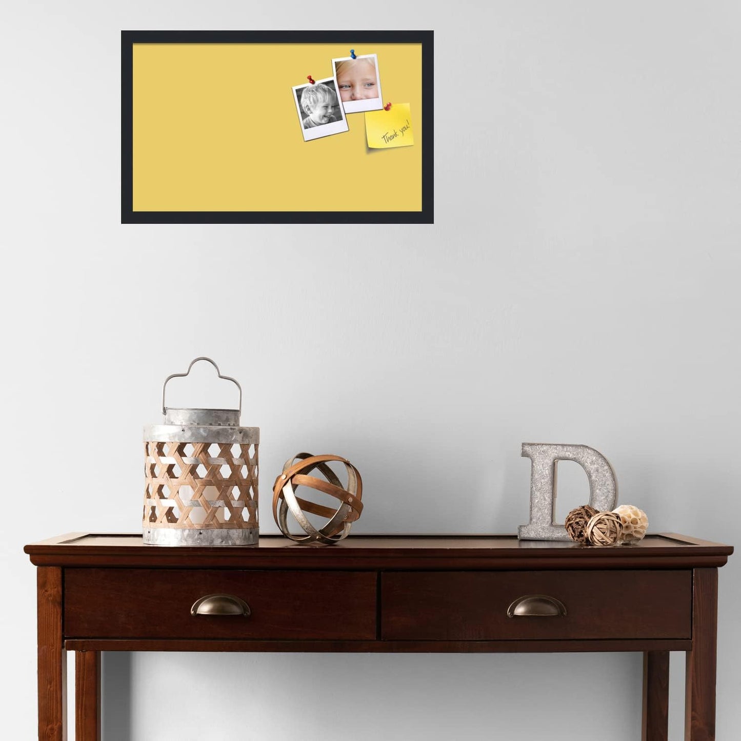 PinPix 24x14 Inch Cork Bulletin Board. This Decorative Framed Pin Board Comes with Honey Pastel Design and a Satin Black Frame. Ideal for Home Office Decor or Message Board (PinPix-1810)
