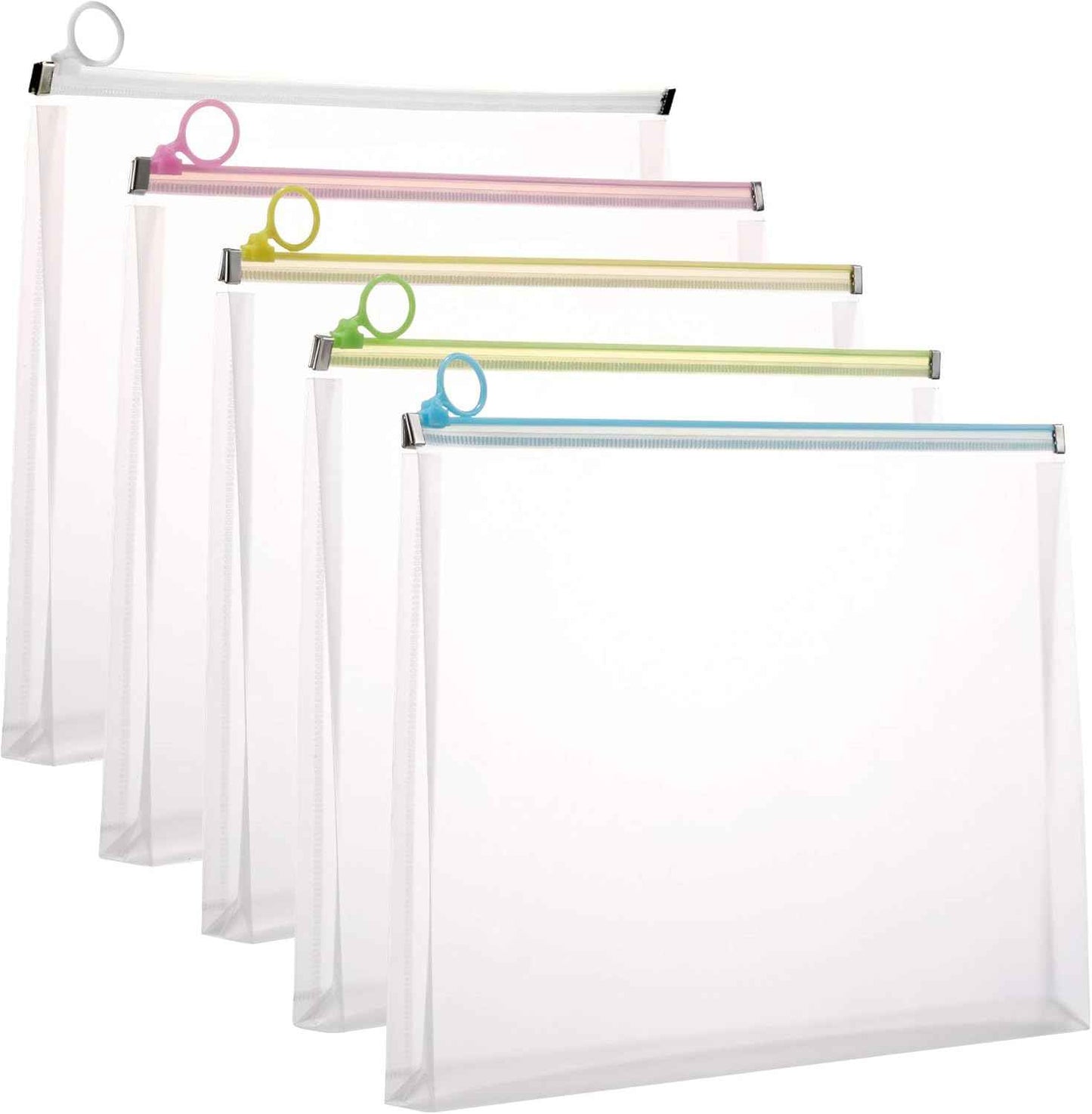 5Packs Clear Plastic Zip Envelopes 9 3/4 x 13 Letter File Document Paper Folder Case
