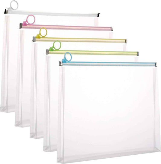 5Packs Clear Plastic Zip Envelopes 9 3/4 x 13 Letter File Document Paper Folder Case