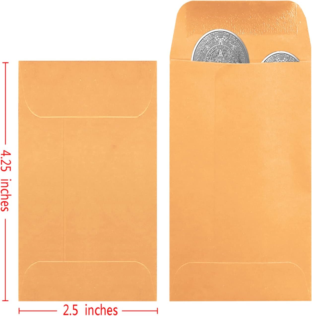 500 Pack #3 Brown coin envelope 2.5 x 4.25 inches Kraft Envelopes Classic Small Parts Envelopes with Self Adhesive Gummed Flap for Coins Cash Credit Cards Seeds - Lumora Desk